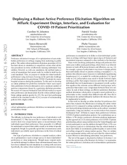 Deploying a Robust Active Preference Elicitation Algorithm on MTurk:
  Experiment Design, Interface, and Evaluation for COVID-19 Patient
  Prioritization