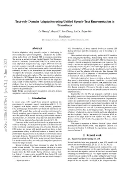 Text-only Domain Adaptation using Unified Speech-Text Representation in
  Transducer