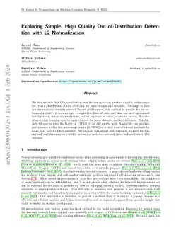 Exploring Simple, High Quality Out-of-Distribution Detection with L2
  Normalization