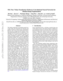 TEC-Net: Vision Transformer Embrace Convolutional Neural Networks for
  Medical Image Segmentation