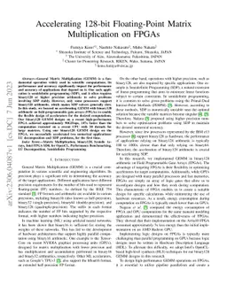 Accelerating 128-bit Floating-Point Matrix Multiplication on FPGAs