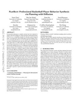 PlayBest: Professional Basketball Player Behavior Synthesis via Planning
  with Diffusion