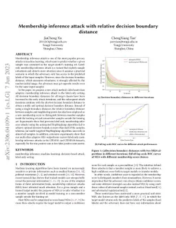 Membership inference attack with relative decision boundary distance