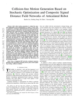Collision-free Motion Generation Based on Stochastic Optimization and
  Composite Signed Distance Field Networks of Articulated Robot
