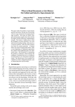 When to Read Documents or QA History: On Unified and Selective
  Open-domain QA