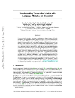 Benchmarking Foundation Models with Language-Model-as-an-Examiner