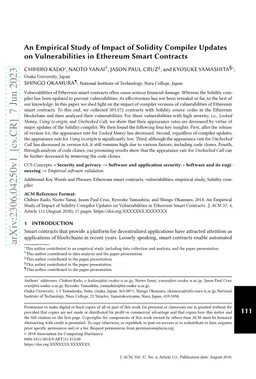 An Empirical Study of Impact of Solidity Compiler Updates on
  Vulnerabilities in Ethereum Smart Contracts