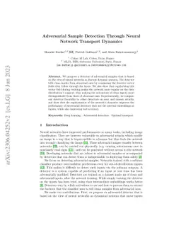 Adversarial Sample Detection Through Neural Network Transport Dynamics