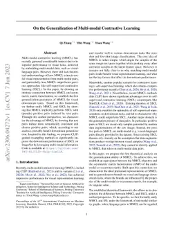 On the Generalization of Multi-modal Contrastive Learning
