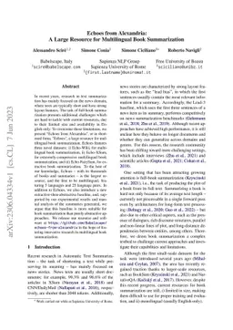 Echoes from Alexandria: A Large Resource for Multilingual Book
  Summarization