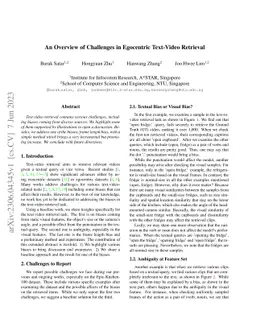 An Overview of Challenges in Egocentric Text-Video Retrieval