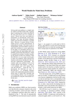 World Models for Math Story Problems