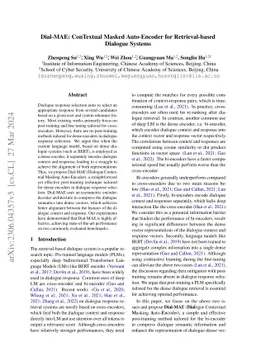 Dial-MAE: ConTextual Masked Auto-Encoder for Retrieval-based Dialogue
  Systems