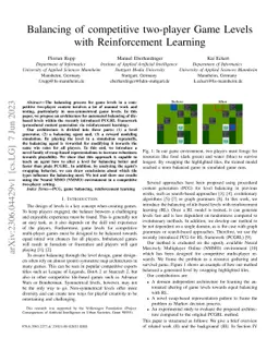 Balancing of competitive two-player Game Levels with Reinforcement
  Learning