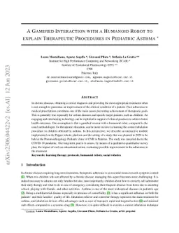 A Gamified Interaction with a Humanoid Robot to explain Therapeutic
  Procedures in Pediatric Asthma