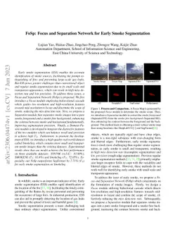 FoSp: Focus and Separation Network for Early Smoke Segmentation