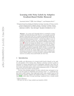 Learning with Noisy Labels by Adaptive Gradient-Based Outlier Removal