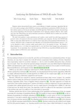 Analysing the Robustness of NSGA-II under Noise