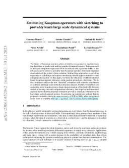 Estimating Koopman operators with sketching to provably learn large
  scale dynamical systems