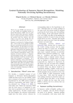 Lenient Evaluation of Japanese Speech Recognition: Modeling Naturally
  Occurring Spelling Inconsistency