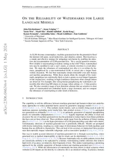 On the Reliability of Watermarks for Large Language Models