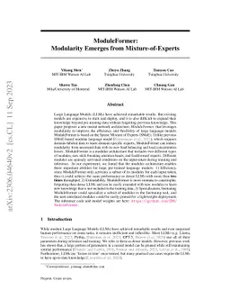 ModuleFormer: Modularity Emerges from Mixture-of-Experts