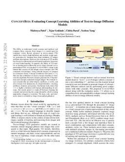ConceptBed: Evaluating Concept Learning Abilities of Text-to-Image
  Diffusion Models