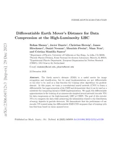Differentiable Earth Mover's Distance for Data Compression at the
  High-Luminosity LHC