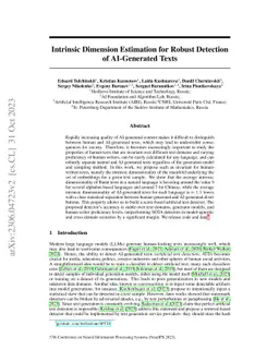 Intrinsic Dimension Estimation for Robust Detection of AI-Generated
  Texts