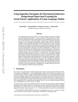 Using Imperfect Surrogates for Downstream Inference: Design-based
  Supervised Learning for Social Science Applications of Large Language Models