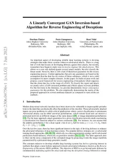 A Linearly Convergent GAN Inversion-based Algorithm for Reverse
  Engineering of Deceptions