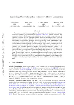 Exploiting Observation Bias to Improve Matrix Completion