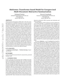 Absformer: Transformer-based Model for Unsupervised Multi-Document
  Abstractive Summarization