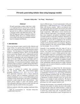 Privately generating tabular data using language models