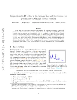 Catapults in SGD: spikes in the training loss and their impact on
  generalization through feature learning