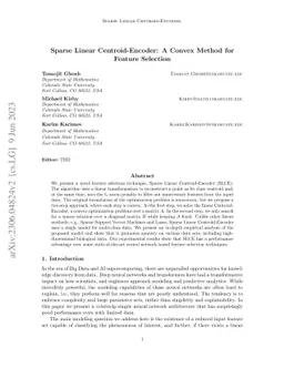 Sparse Linear Centroid-Encoder: A Convex Method for Feature Selection