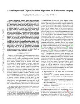A Semi-supervised Object Detection Algorithm for Underwater Imagery