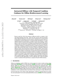 Instructed Diffuser with Temporal Condition Guidance for Offline
  Reinforcement Learning