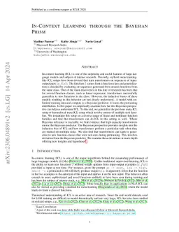 In-Context Learning through the Bayesian Prism