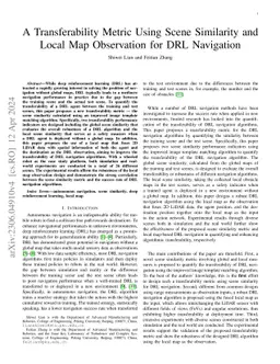 A Transferability Metric Using Scene Similarity and Local Map
  Observation for DRL Navigation