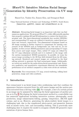 IFaceUV: Intuitive Motion Facial Image Generation by Identity
  Preservation via UV map