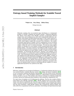 Entropy-based Training Methods for Scalable Neural Implicit Sampler