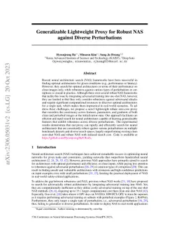 Generalizable Lightweight Proxy for Robust NAS against Diverse
  Perturbations