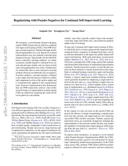 Regularizing with Pseudo-Negatives for Continual Self-Supervised
  Learning