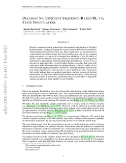 Decision S4: Efficient Sequence-Based RL via State Spaces Layers
