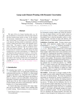 Large-scale Dataset Pruning with Dynamic Uncertainty