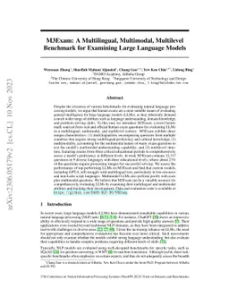 M3Exam: A Multilingual, Multimodal, Multilevel Benchmark for Examining
  Large Language Models