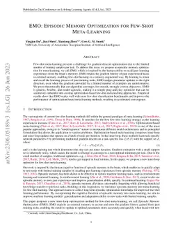 EMO: Episodic Memory Optimization for Few-Shot Meta-Learning