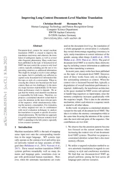 Improving Long Context Document-Level Machine Translation