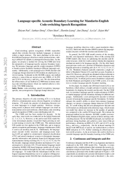 Language-specific Acoustic Boundary Learning for Mandarin-English
  Code-switching Speech Recognition